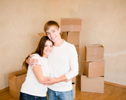 Packed office furniture and IT equipment ready for relocation