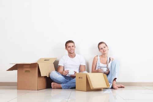Local moving team handling access challenges on a Harrow street