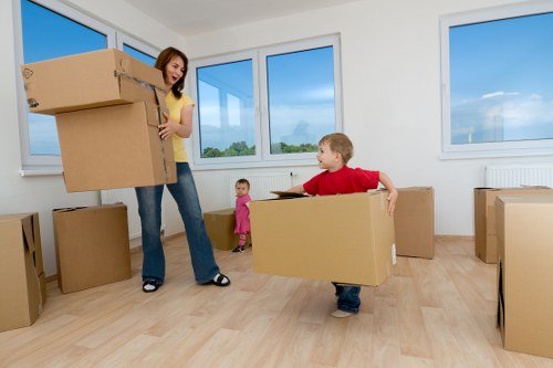Office equipment being moved during a local Harrow business relocation