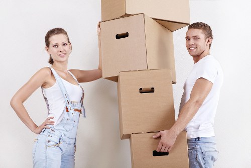 Packed household items ready for transportation during a Harrow removal