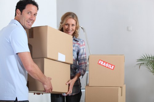 Packed boxes and furniture prepared for domestic removals